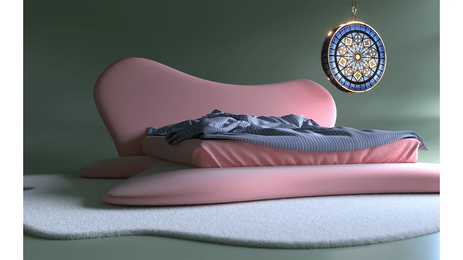 Letto di design dalle linee sinuose in tessuto Caricia di Migliorino