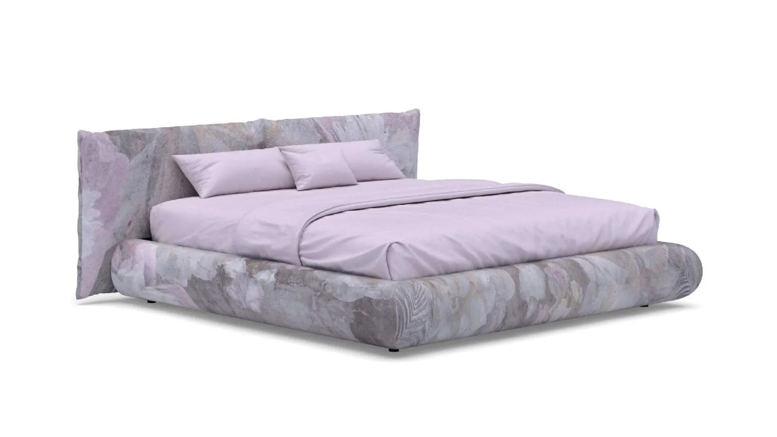 Letto in tessuto imbottito con testiera Cloud di Migliorino