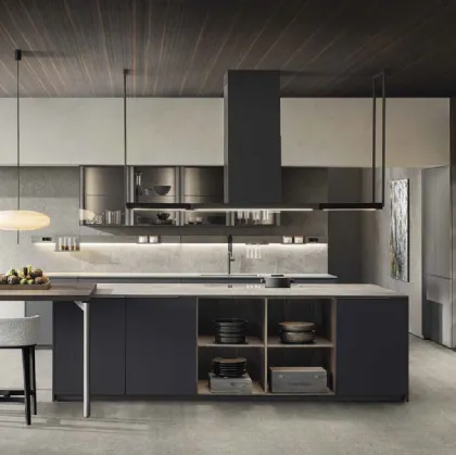 Cucina Design con isola InDada in Fenix Grigio Bromo di Molteni & C