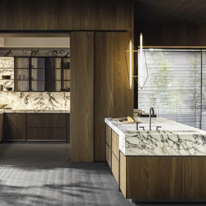 Cucina Design con penisola Intersection in Rovere Thermo di Molteni & C